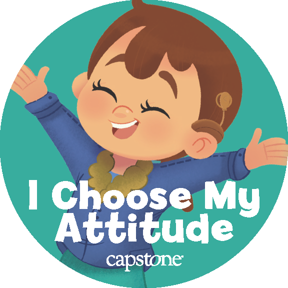 Illustrated image of character Emma Carter from the Emma Every Day series with the accompanying affirming text "I Choose My Attitude"