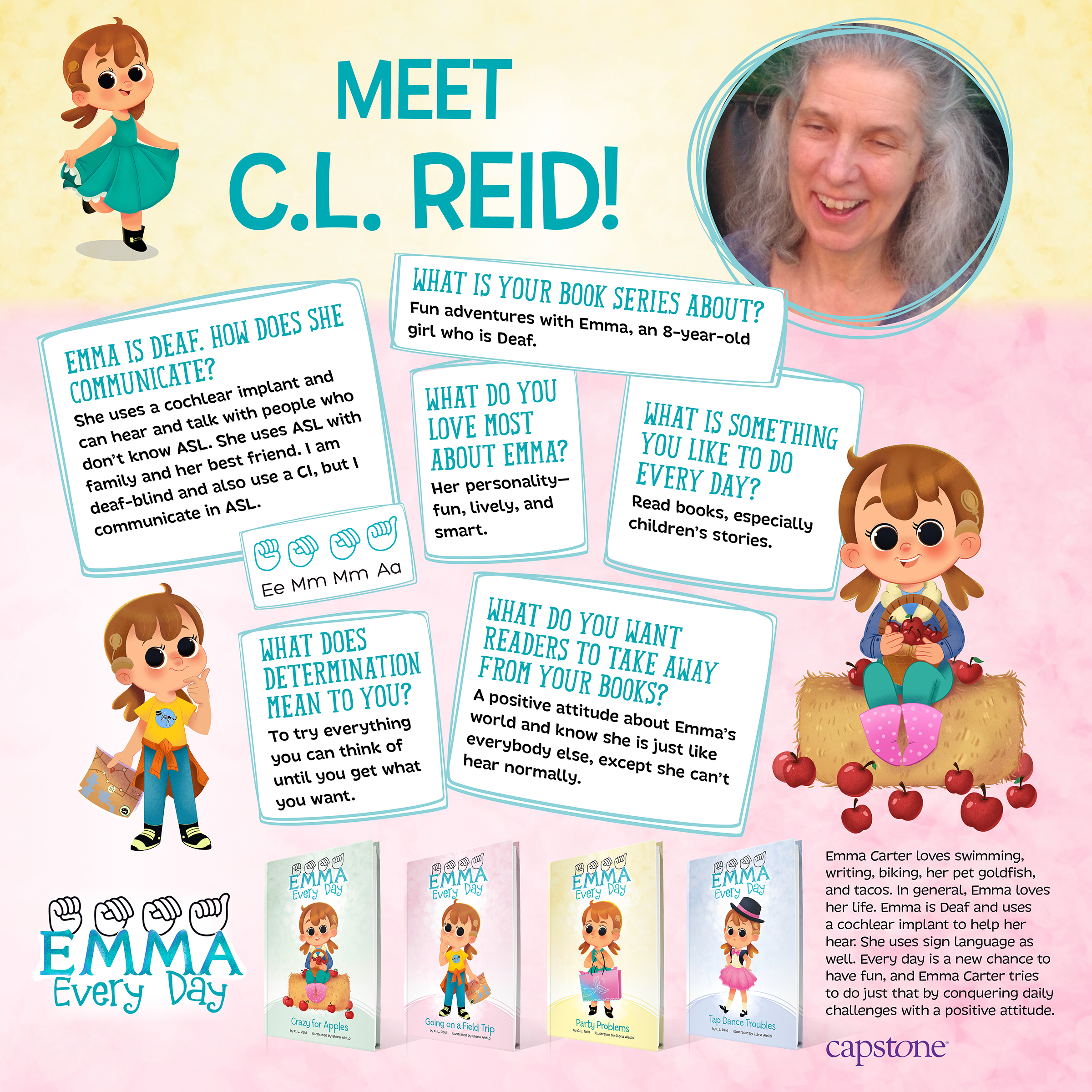 Image of author question and answer with C.L. Reid about her new children's book series Emma Every Day